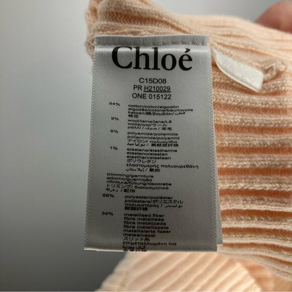 NWT CHLOE Ribbed Knit Collar Jumper Sweater Peach Gold 4 - Picture 8 of 13